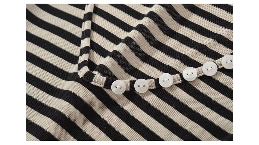 Flared Sleeve Striped Scoop Neck Bodysuit