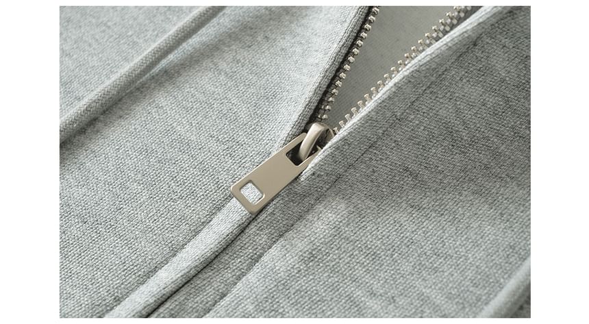 Oversized Lace Trim Zip-Up Hoodie