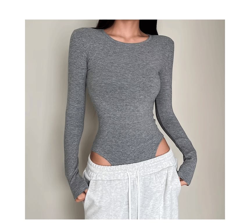 Crew Neck Long Sleeve Bodysuit Top