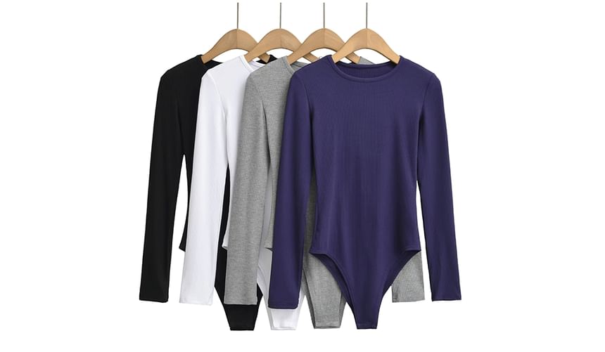 Crew Neck Long Sleeve Bodysuit Top