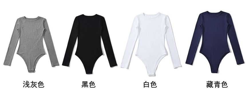 Crew Neck Long Sleeve Bodysuit Top