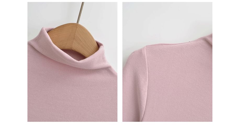 Mock Neck Long Sleeve Slim Fit Solid T-Shirt