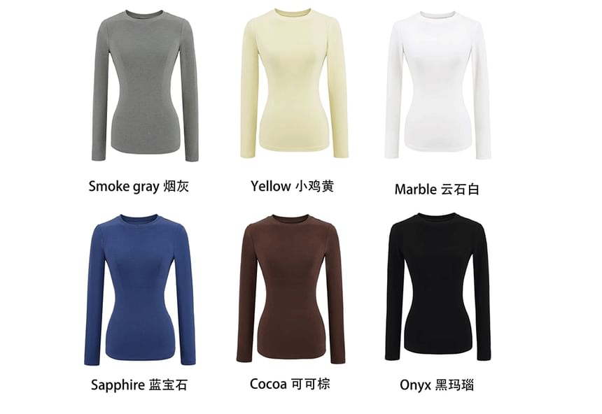 Round Neck Long Sleeve Basic Tee