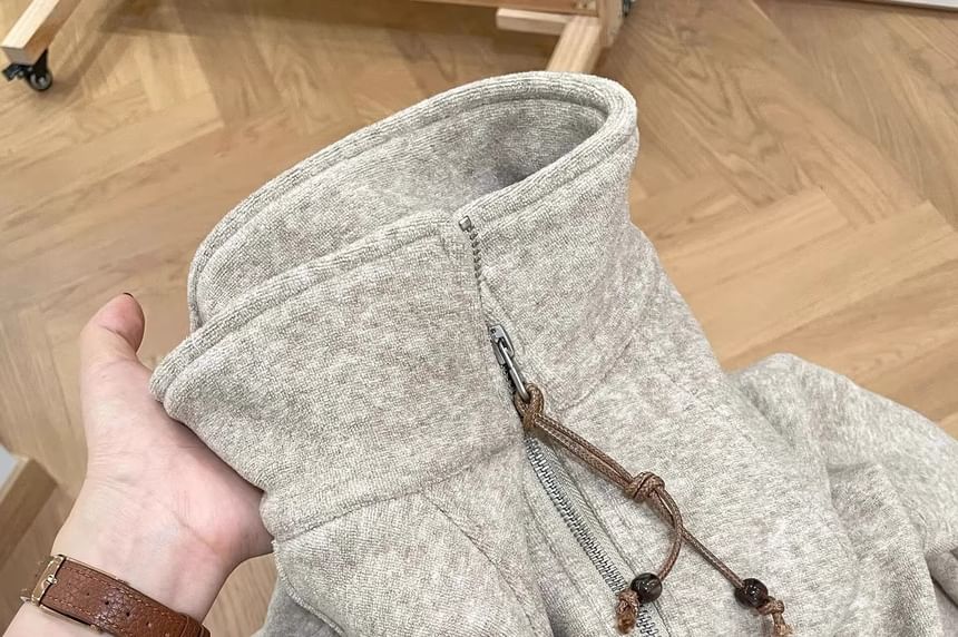 Half-Zip Stand Collar Plain Pullover