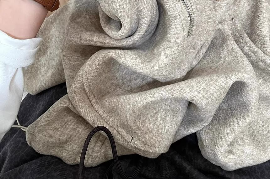 Half-Zip Stand Collar Plain Pullover