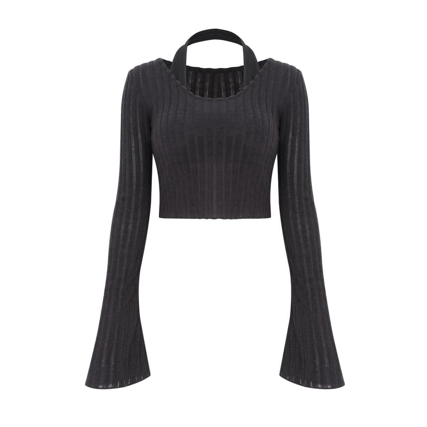 Mock Two-Piece Halter Padded Crop Top
