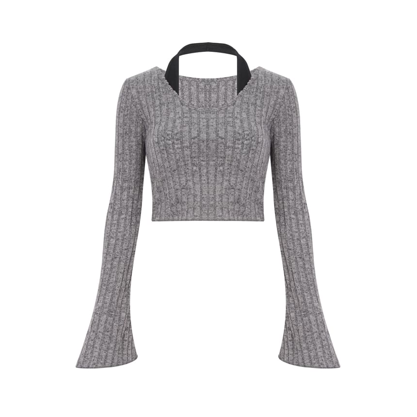 Mock Two-Piece Halter Padded Crop Top