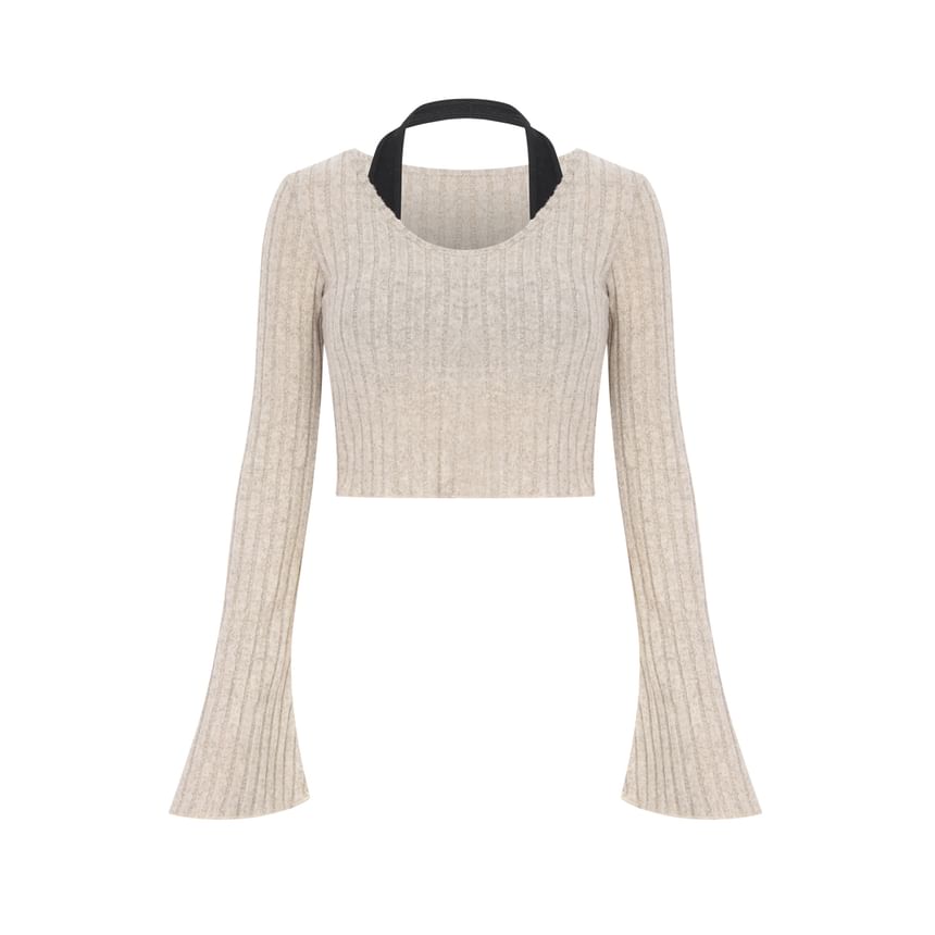 Mock Two-Piece Halter Padded Crop Top