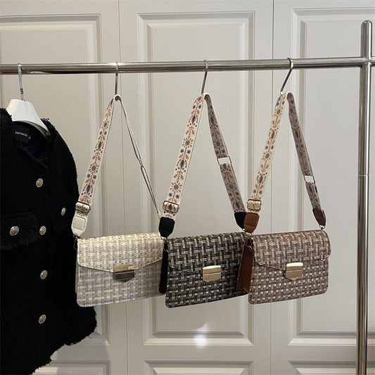 Plaid Buckled Flap Crossbody Bag