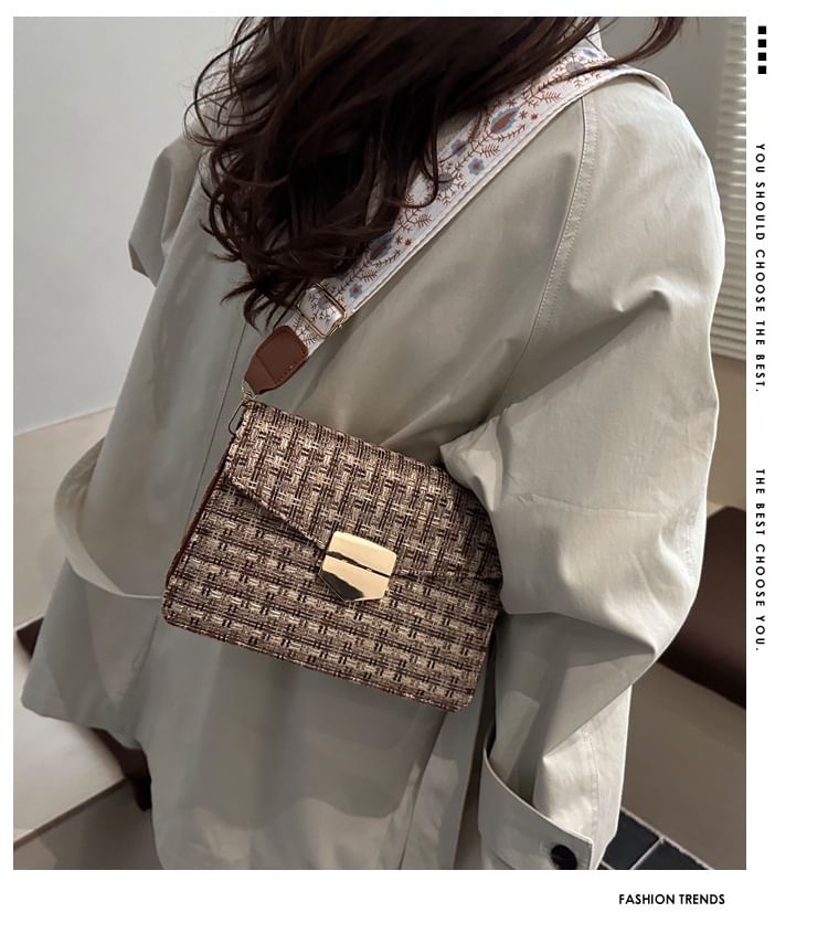 Plaid Buckled Flap Crossbody Bag