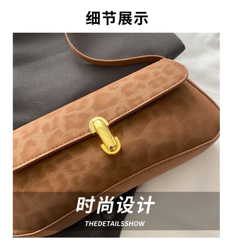 Leopard Print Faux Leather Flap Shoulder Bag