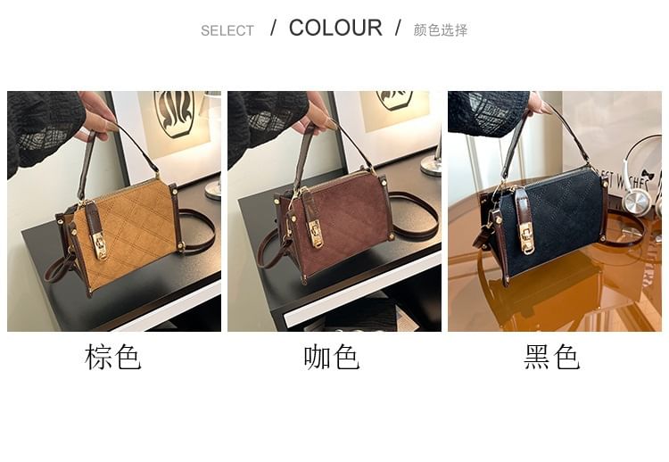 Top Handle Quilted Faux Leather Crossbody Bag