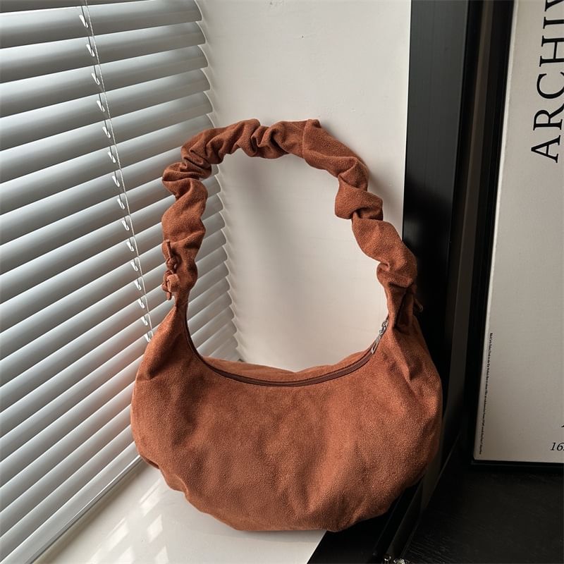 Ruched Strap Plain Shoulder Bag