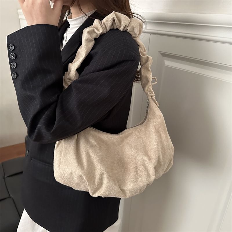 Ruched Strap Plain Shoulder Bag