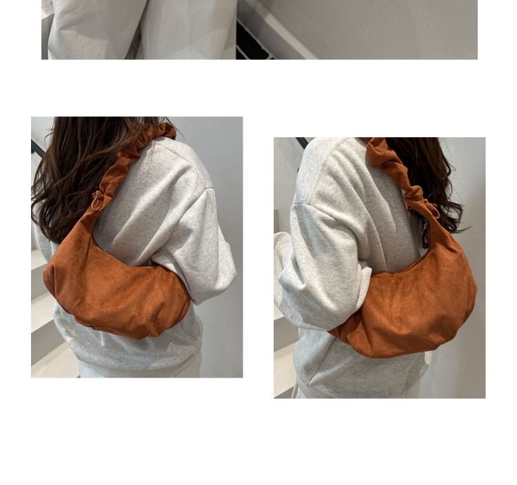 Ruched Strap Plain Shoulder Bag