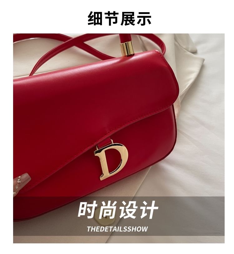 Top Handle Buckled Faux Leather Crossbody Bag