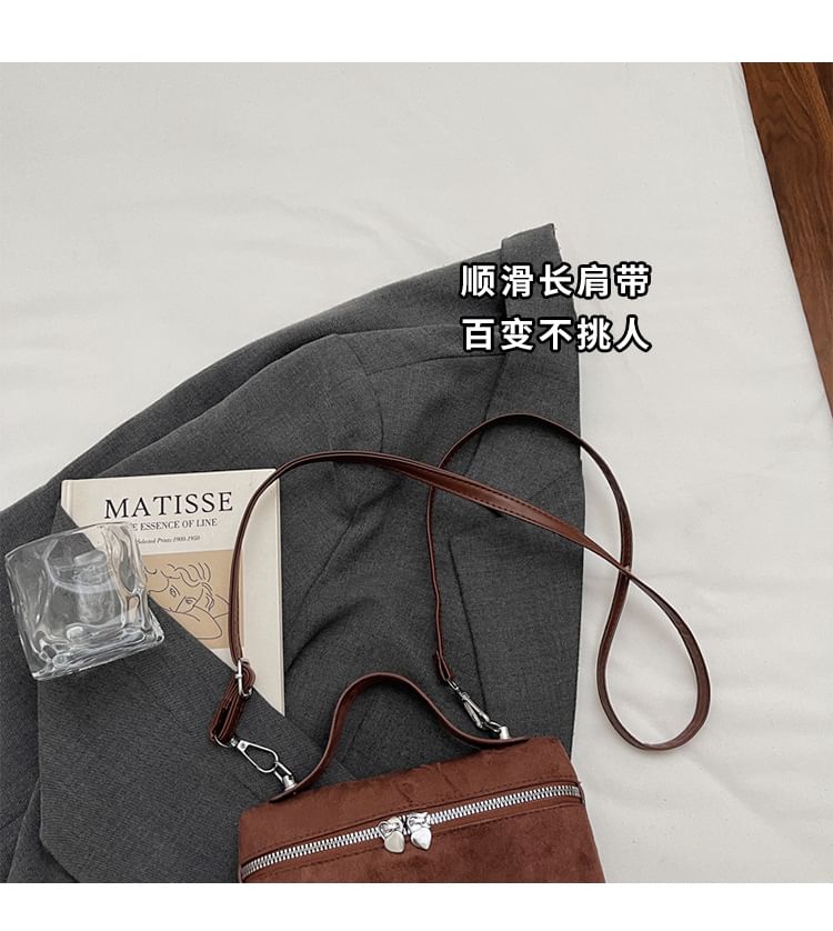 Top Handle Faux Suede Crossbody Bag