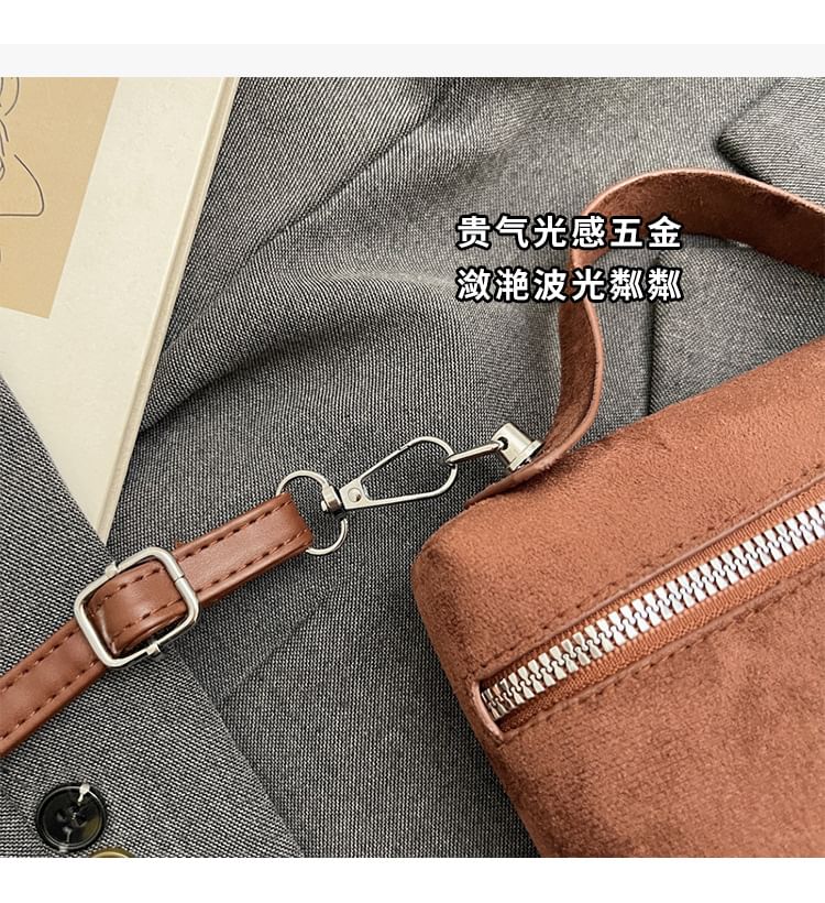 Top Handle Faux Suede Crossbody Bag