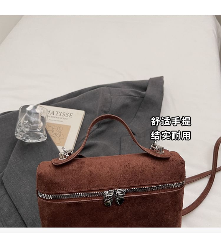 Top Handle Faux Suede Crossbody Bag