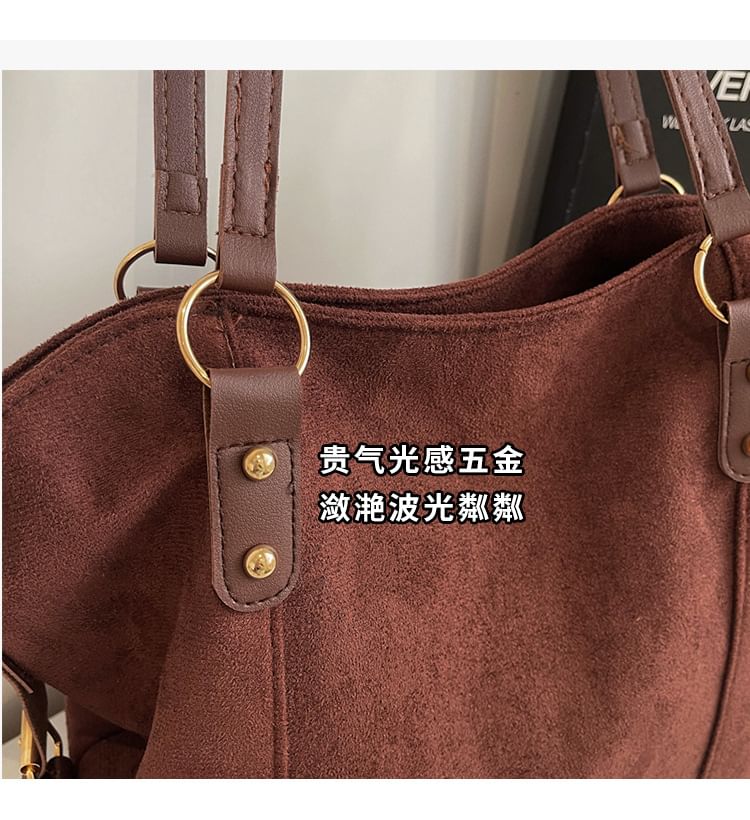 Plain Faux Suede Tote Bag