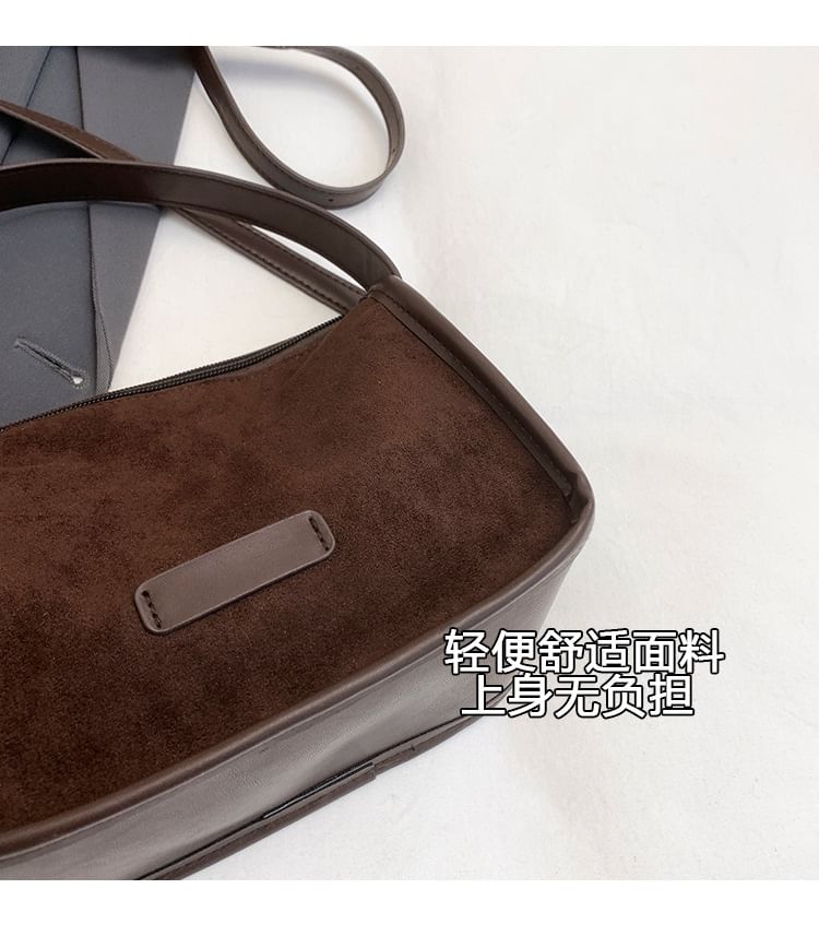 Top Handle Plain Faux Suede Crossbody Bag