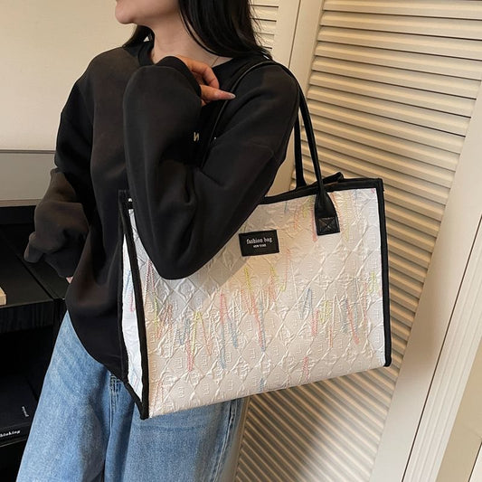 Textured Applique Tote Bag