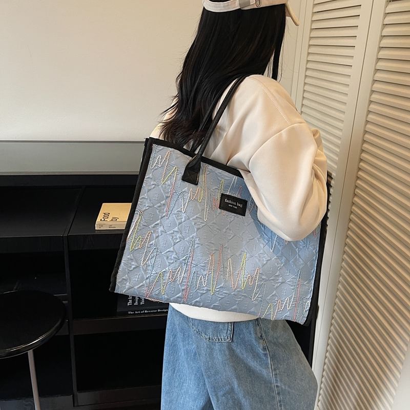 Textured Applique Tote Bag