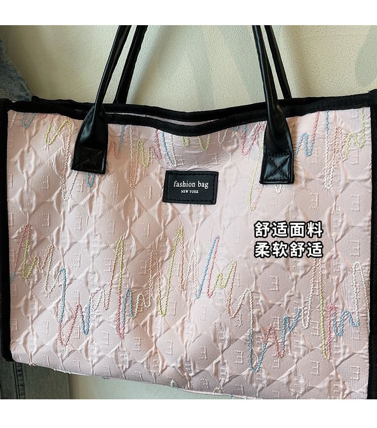 Textured Applique Tote Bag