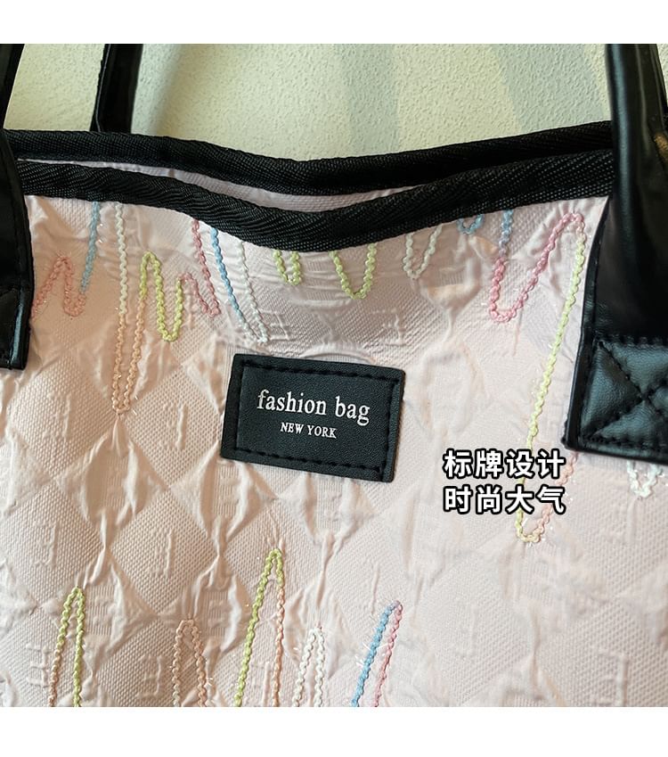 Textured Applique Tote Bag