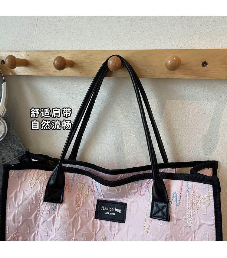 Textured Applique Tote Bag