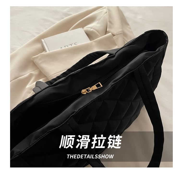 Plain Quilted Fabric Tote Bag