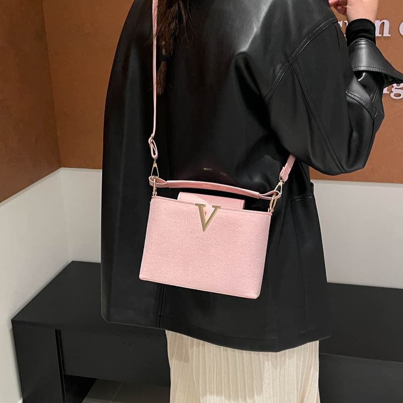 Faux Suede Top Handle Crossbody Bag