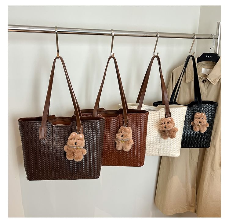 Woven Faux Leather Tote Bag