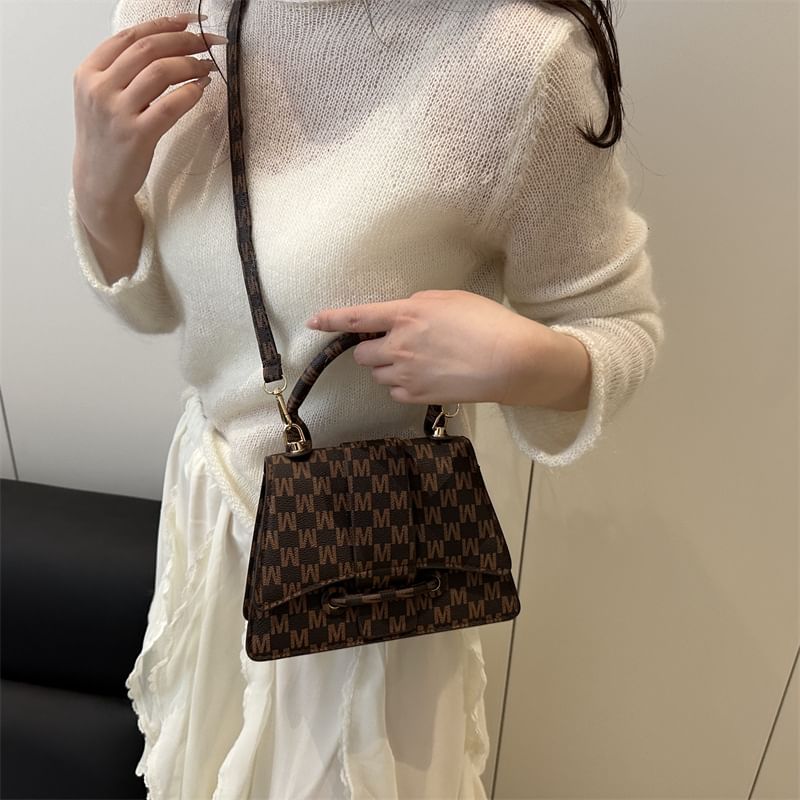 Patterned Flap Top Handle Crossbody Bag