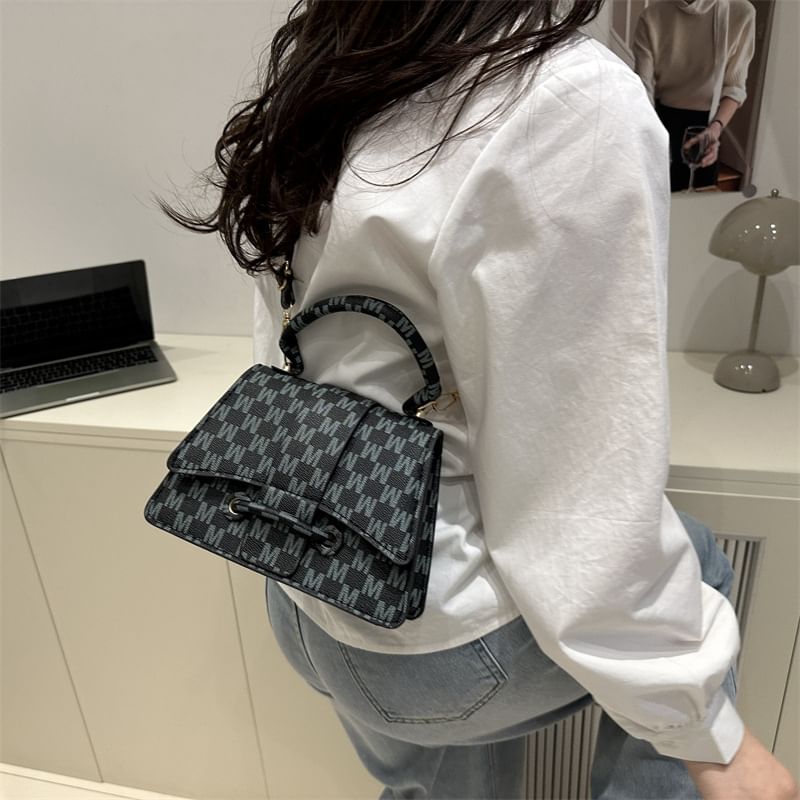 Patterned Flap Top Handle Crossbody Bag
