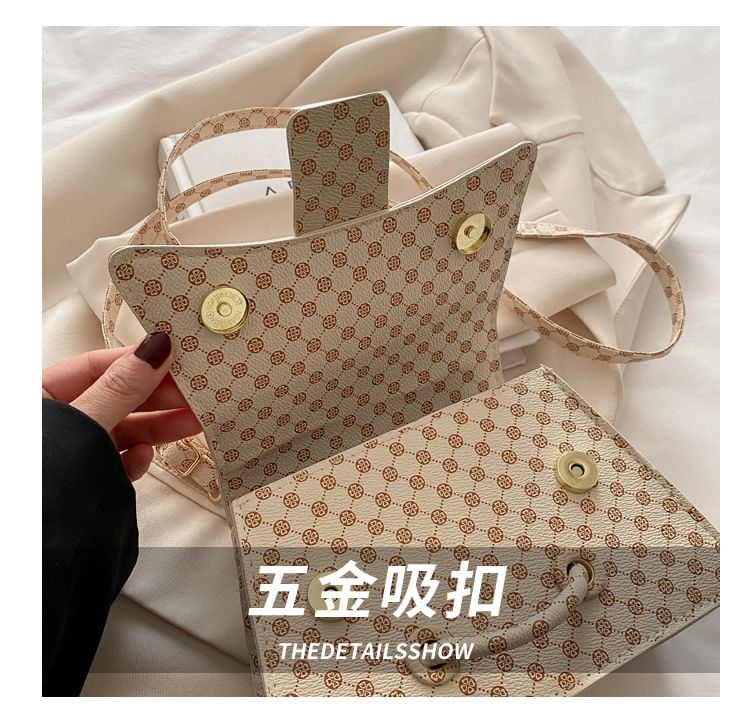 Patterned Flap Top Handle Crossbody Bag