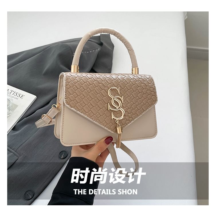 Flap Panel Top Handle Crossbody Bag