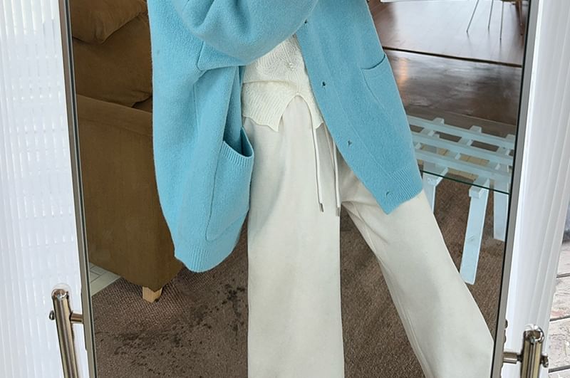 Button Up Cardigan with Lace Panel Knit Top