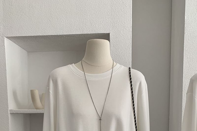 Crew Neck Lace Trim T-Shirt Long Sleeve