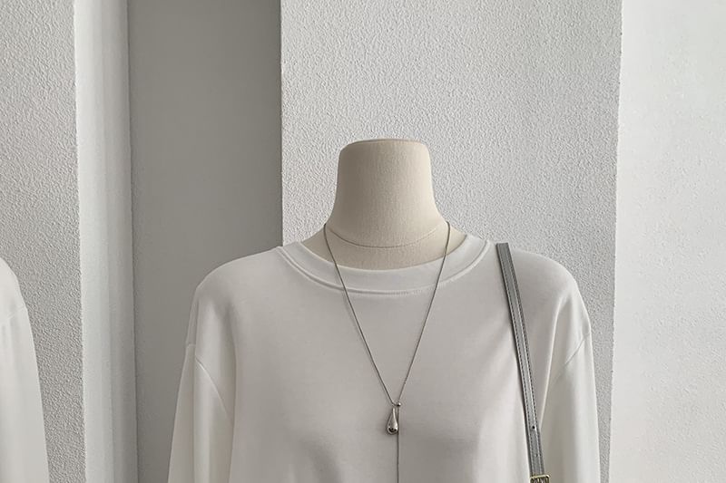 Crew Neck Lace Trim T-Shirt Long Sleeve