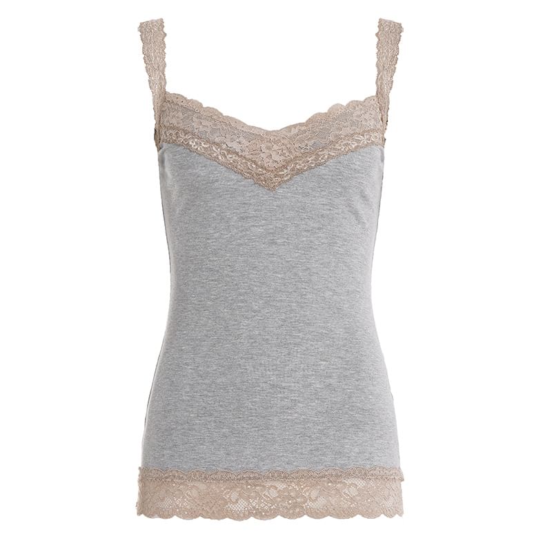 Slim-Fit Lace Panel V-Neck Camisole