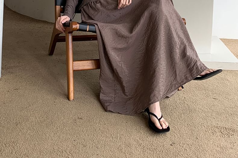 Long Sleeve Off Shoulder Mock Two Piece Maxi A-Line  Dress