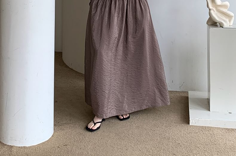 Long Sleeve Off Shoulder Mock Two Piece Maxi A-Line  Dress
