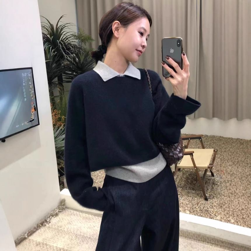 Sleeveless Collared Knit Top and Crop Sweater Set