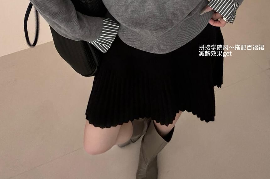 Two-Piece V-Neck Collared Knit Sweater