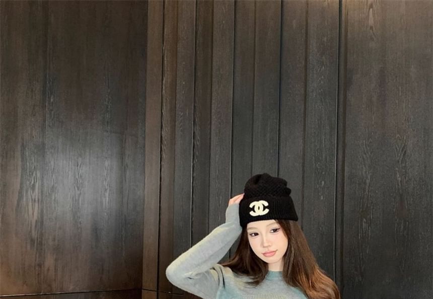 Cozy Knit Crop Tee Set with Camisole Layer