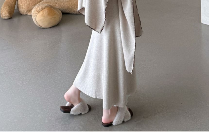 Maternity Set: Sleeveless Knit Maxi Mermaid Dress + Shawl