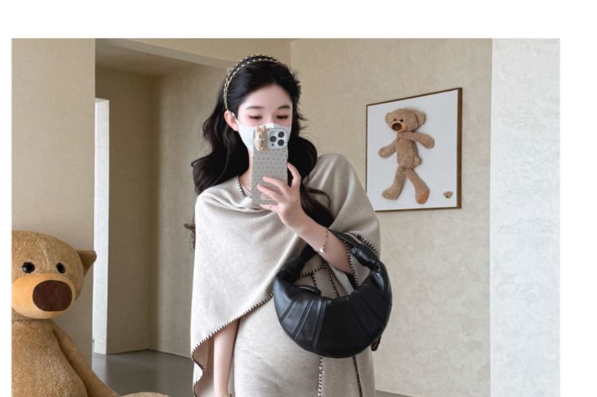 Maternity Set: Sleeveless Knit Maxi Mermaid Dress + Shawl