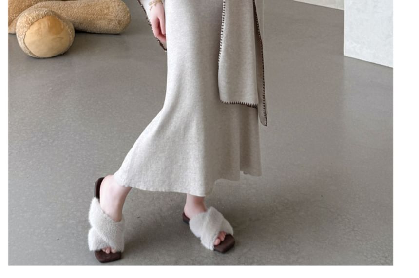 Maternity Set: Sleeveless Knit Maxi Mermaid Dress + Shawl