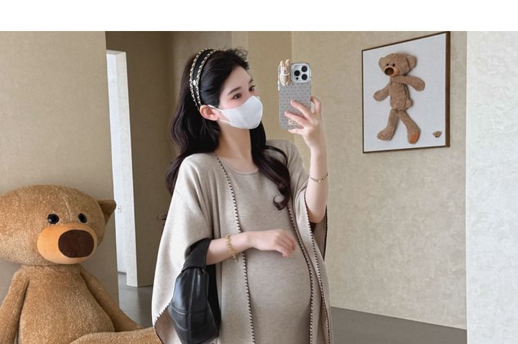 Maternity Set: Sleeveless Knit Maxi Mermaid Dress + Shawl